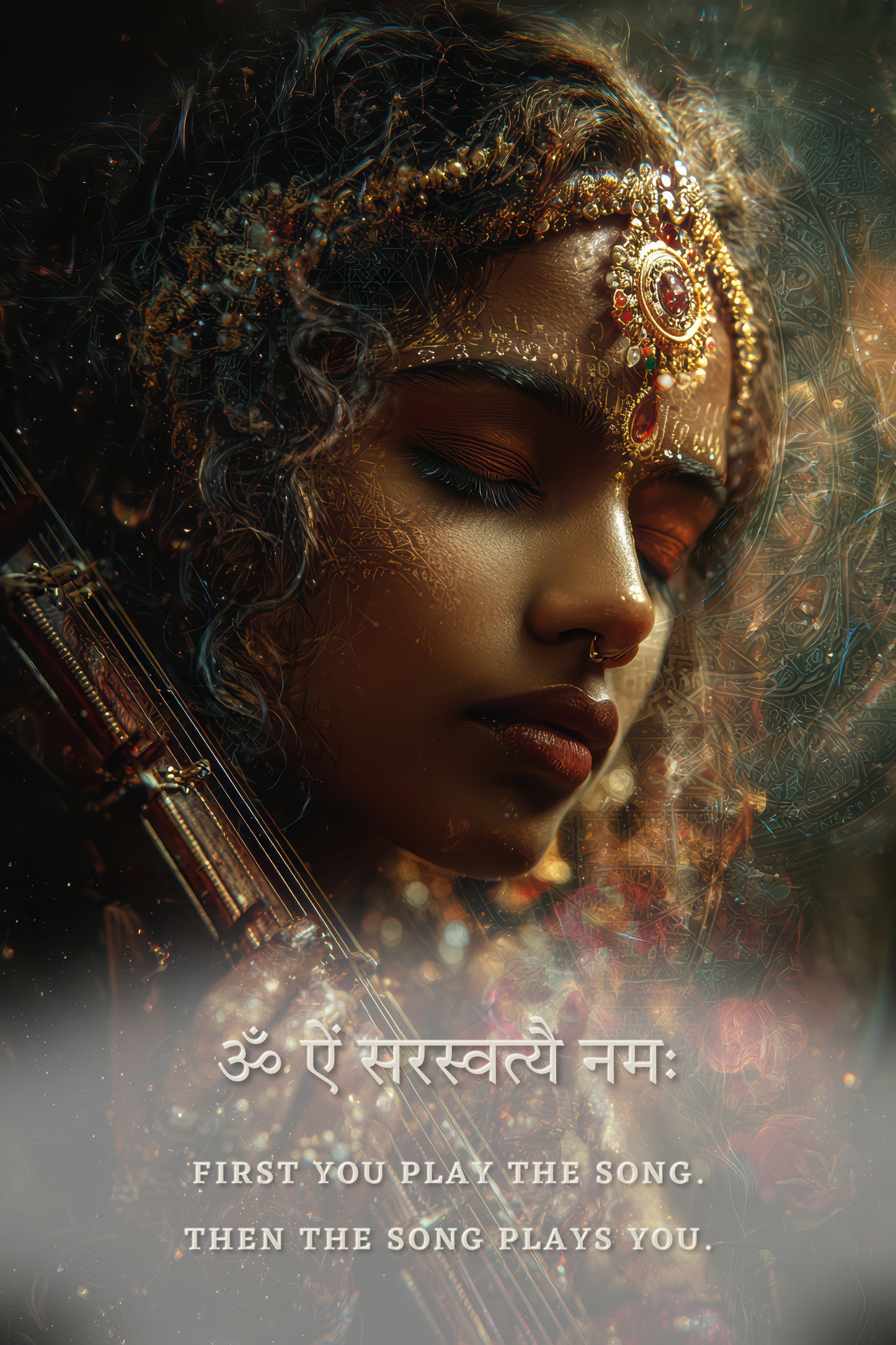 Saraswati सरस्वती | The Moment of Om - DuppyArt devotional digital print