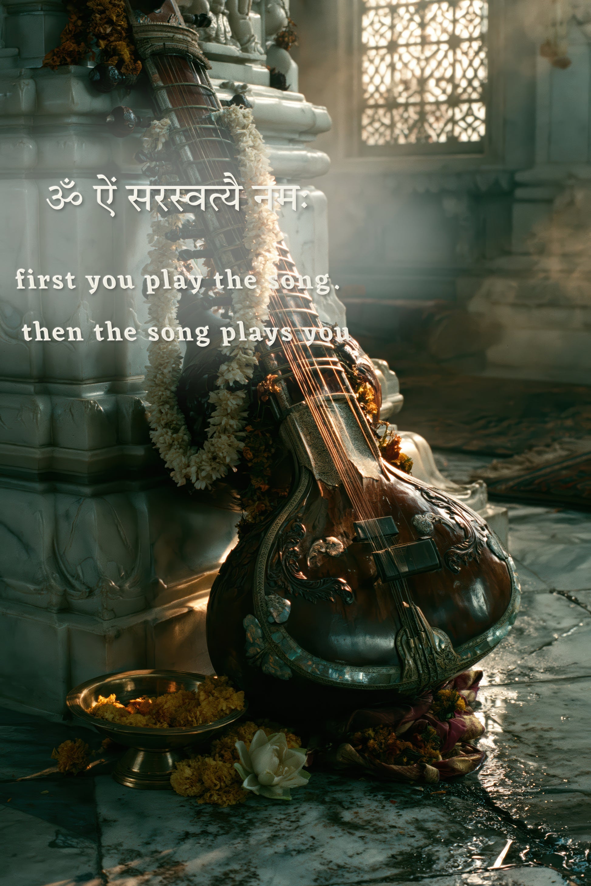 Saraswati सरस्वती | She Tunes the Player — Blessing Edition - DuppyArt devotional digital print