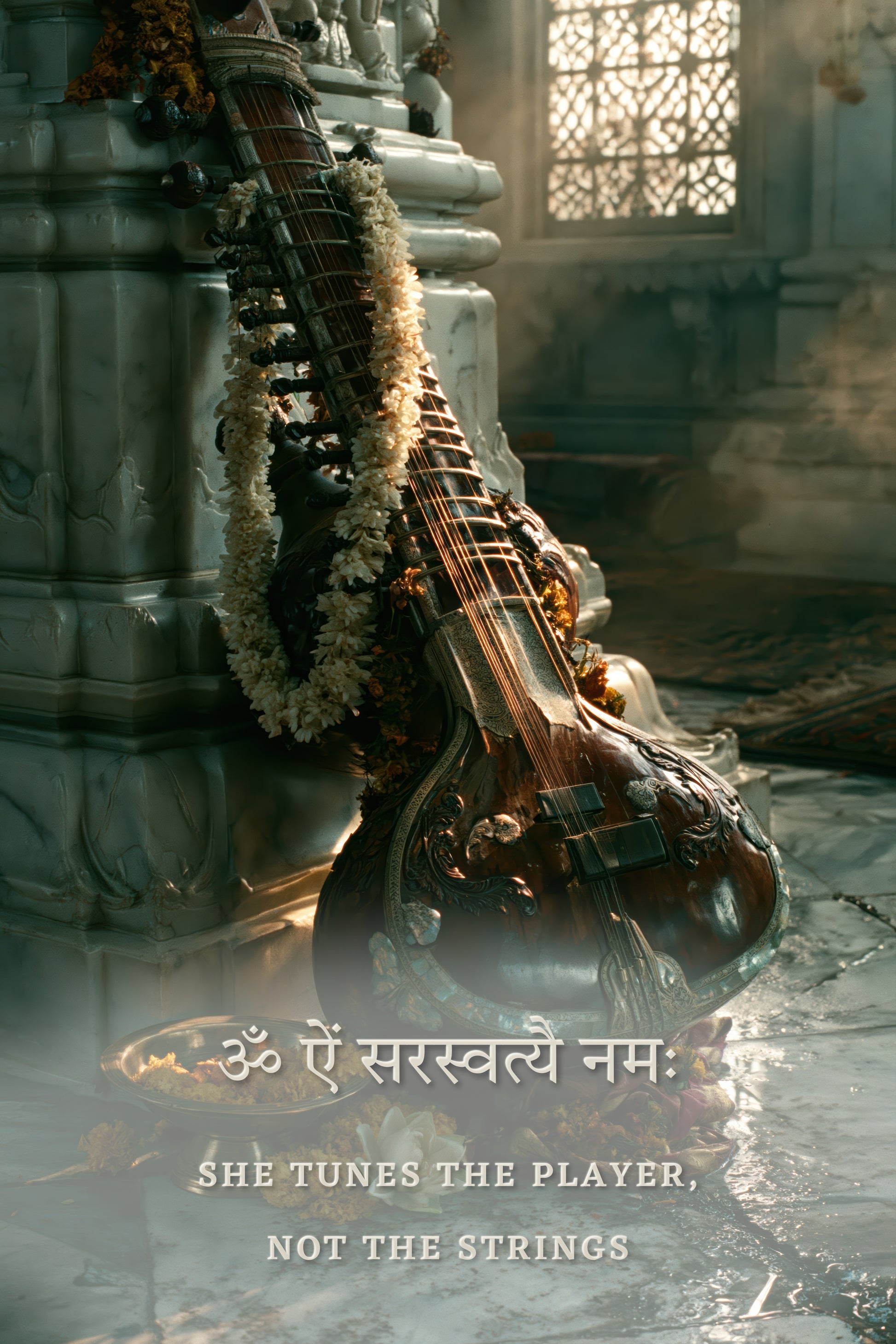 Saraswati सरस्वती | She Tunes the Player - DuppyArt devotional digital print