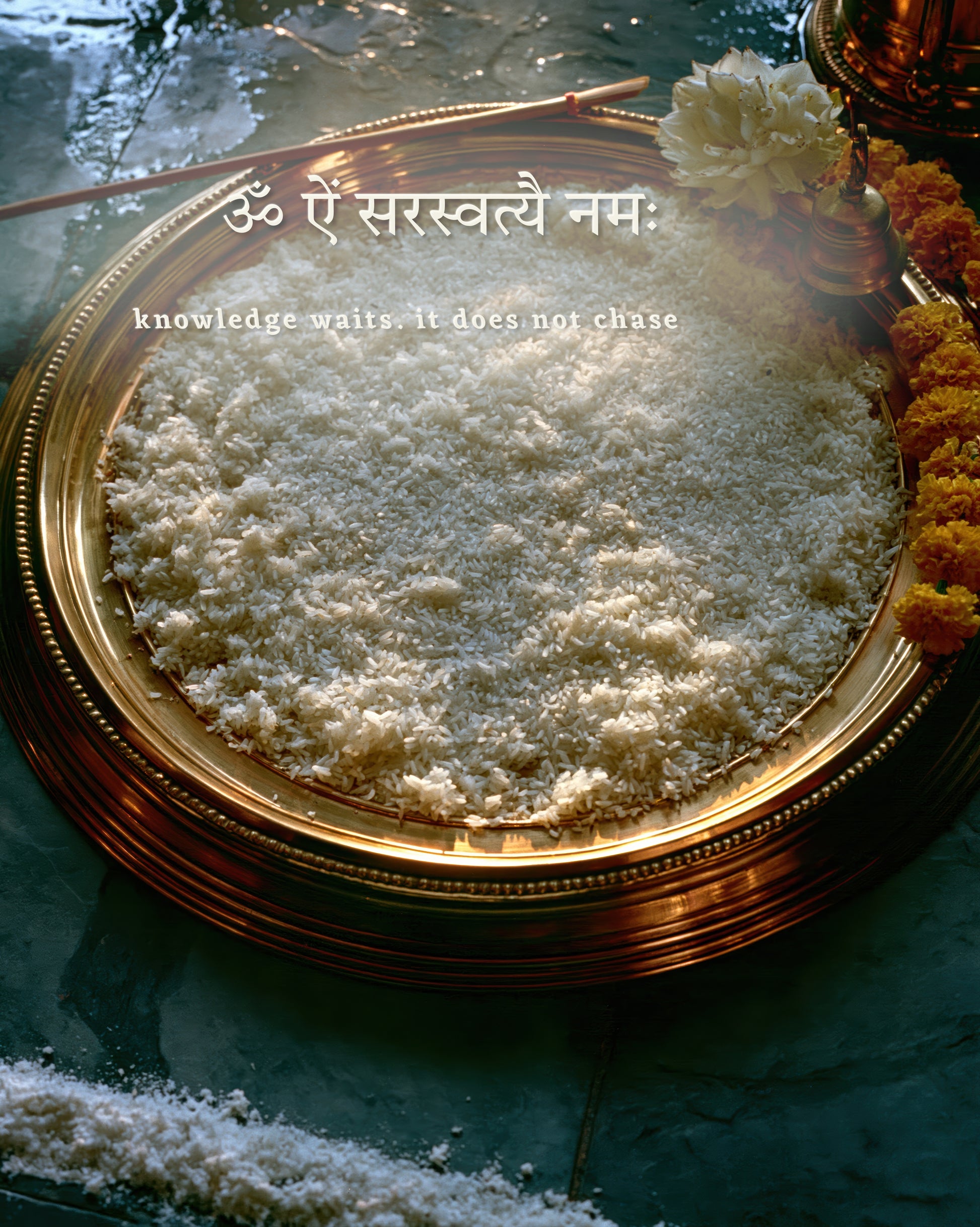 Saraswati सरस्वती | First Letters in Rice — Blessing Edition - DuppyArt devotional digital print