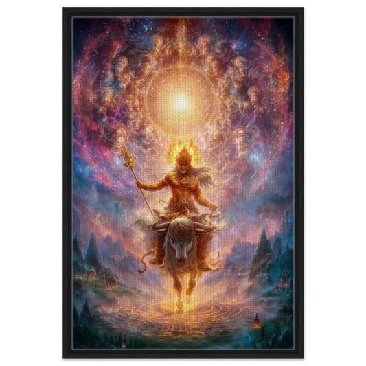 Agni अग्नि — God of Sacred Fire — Framed Canvas — Sacred Hindu Deity Art by Duppy Art