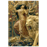 Durga दुर्गा | The Golden Lion's Roar in Tile | Aluminium Print