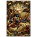 Vishnu विष्णु | Vishnu and Lakshmi — A Roof Over the World | Aluminium Print