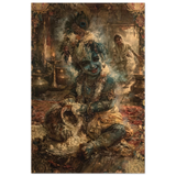 Krishna कृष्ण | The Flute on the Old Wall | Aluminium Print