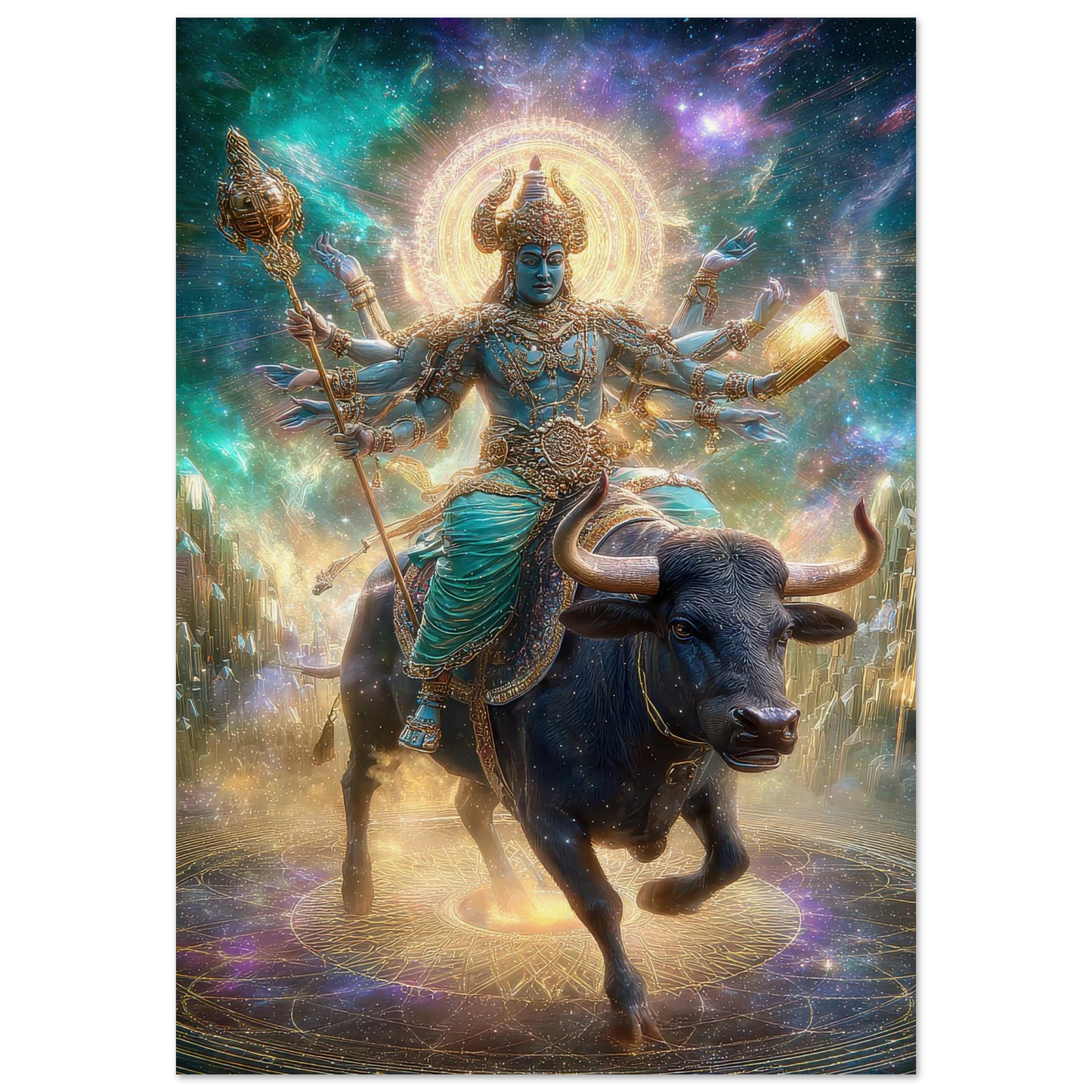Yama यम — God of Death and Justice — Museum Poster — Sacred Hindu Deity Art by Duppy Art
