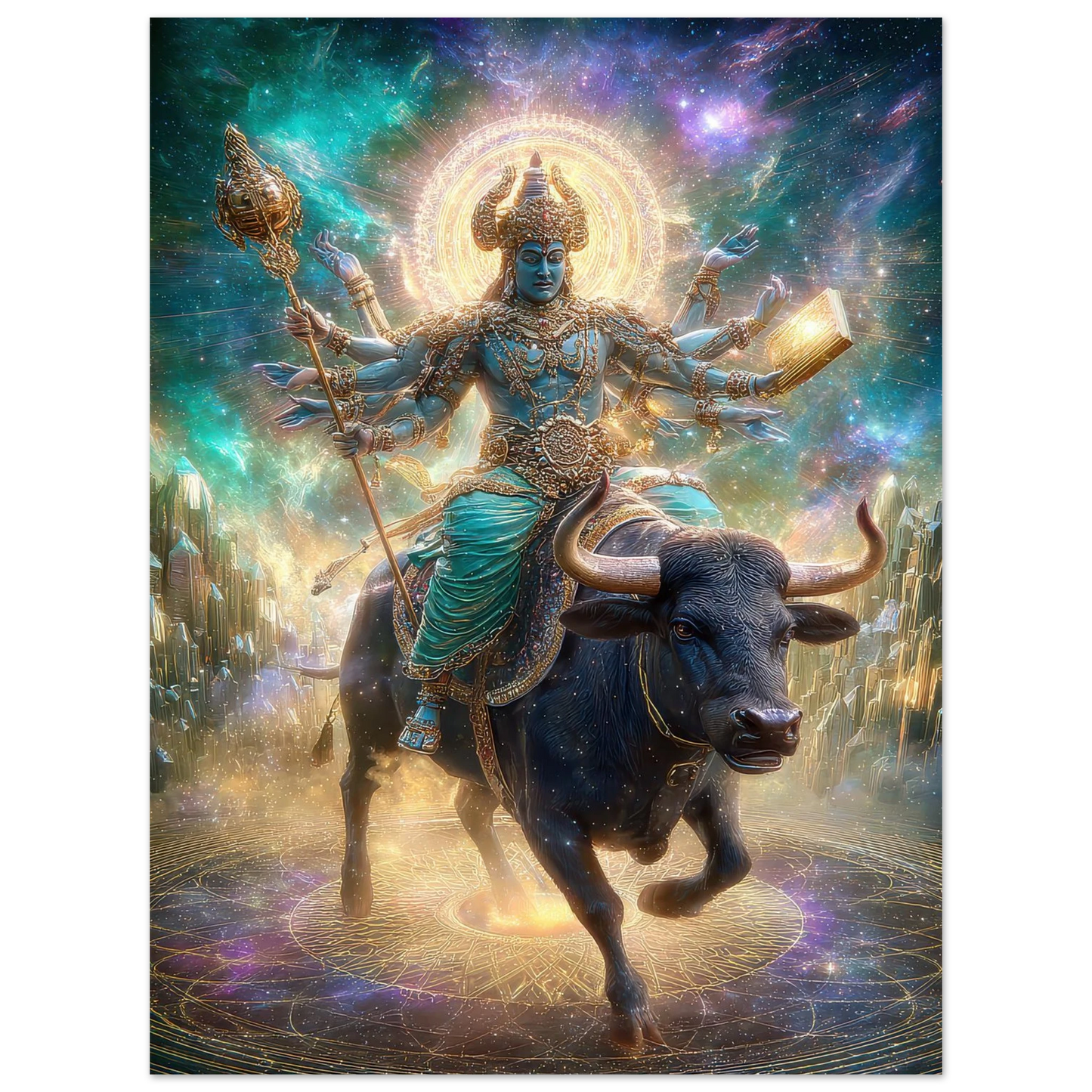 Yama यम — God of Death and Justice — Aluminium Print — Sacred Hindu Deity Art by Duppy Art