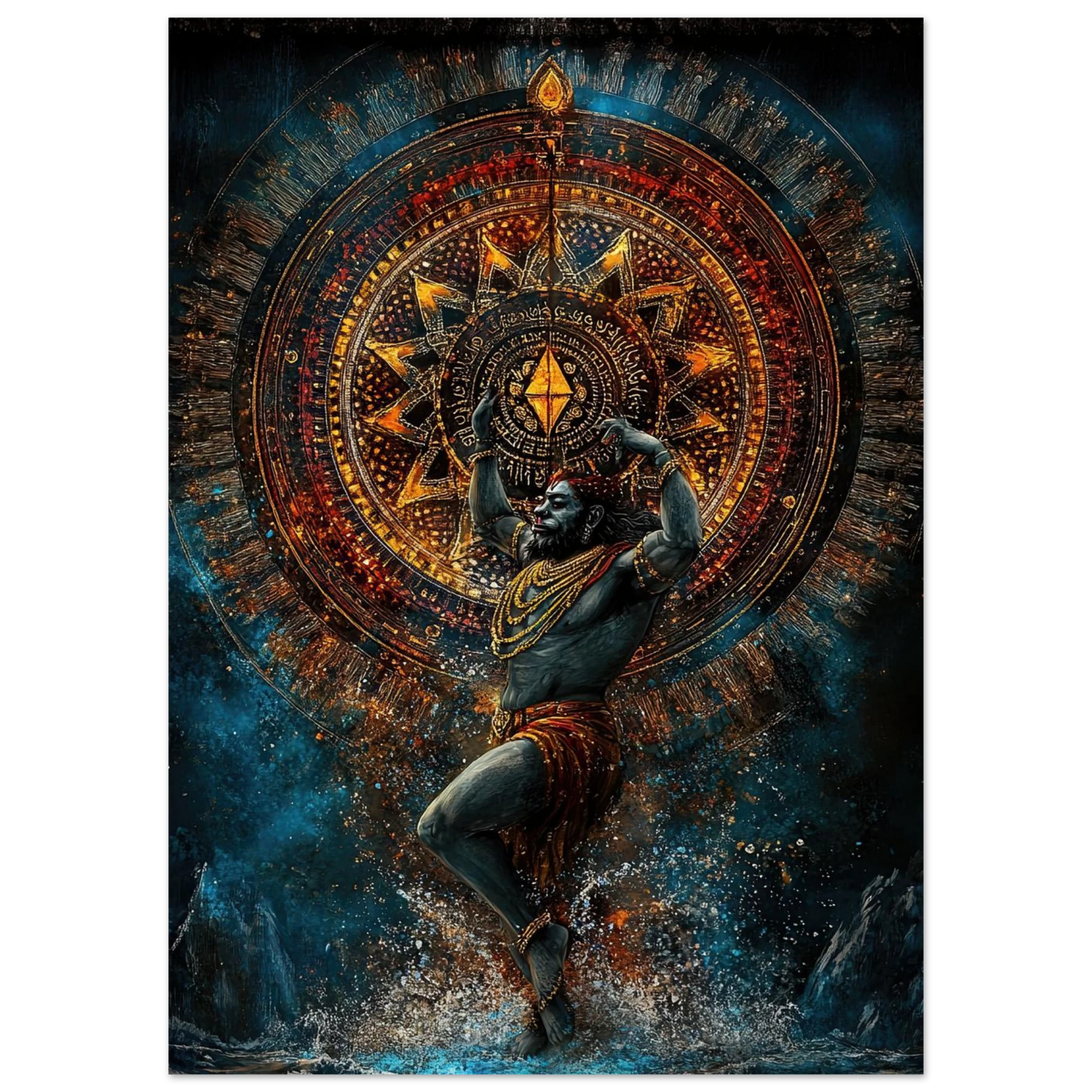 Hanuman हनुमान — The Great Leap — Defier of the Impossible — Aluminium Print — Sacred Hindu Deity Art by Duppy Art