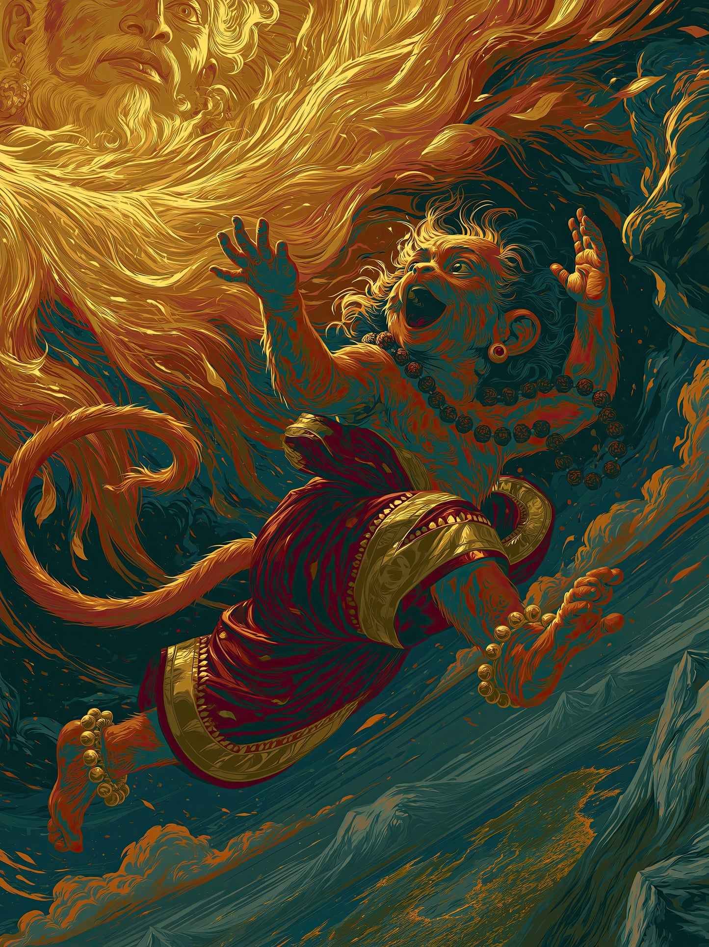 Hanuman हनुमान | Surya-Phala — Leaping for the Sun - DuppyArt devotional digital print