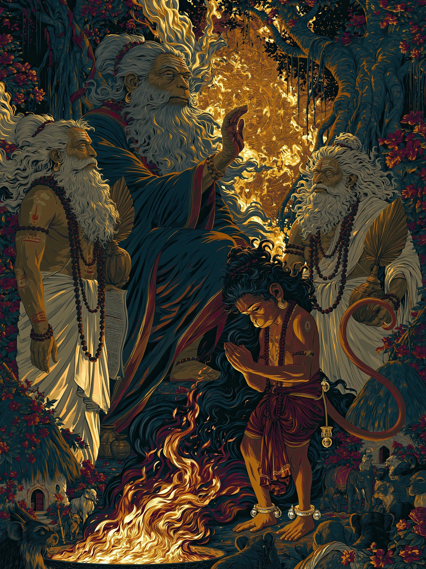 Hanuman हनुमान | Rishi-Shapa — The Curse That Was a Gift I - DuppyArt devotional digital print