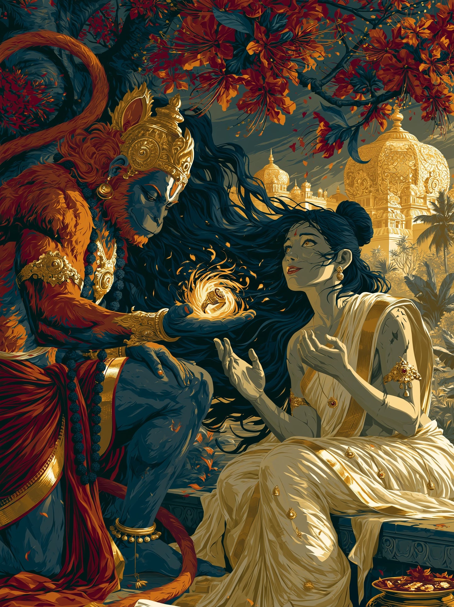 Hanuman हनुमान | Sita-Sandarshana — The Ring Beneath the Tree I - DuppyArt devotional digital print