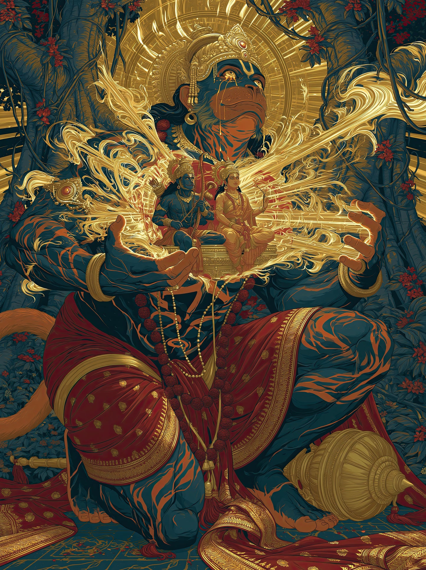 Hanuman हनुमान | Hridaya-Darshana — Ram and Sita in the Heart I - DuppyArt devotional digital print