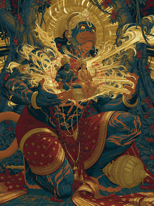 Hanuman हनुमान | Hridaya-Darshana — Ram and Sita in the Heart I - DuppyArt devotional digital print