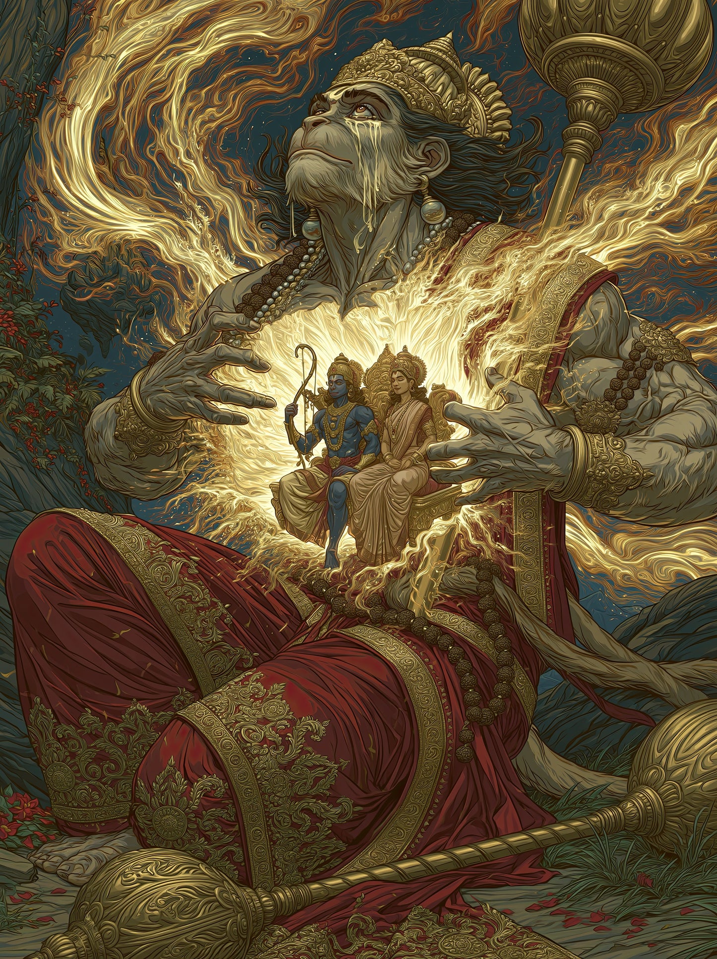 Hanuman हनुमान | Hridaya-Darshana — Ram and Sita in the Heart III - DuppyArt devotional digital print