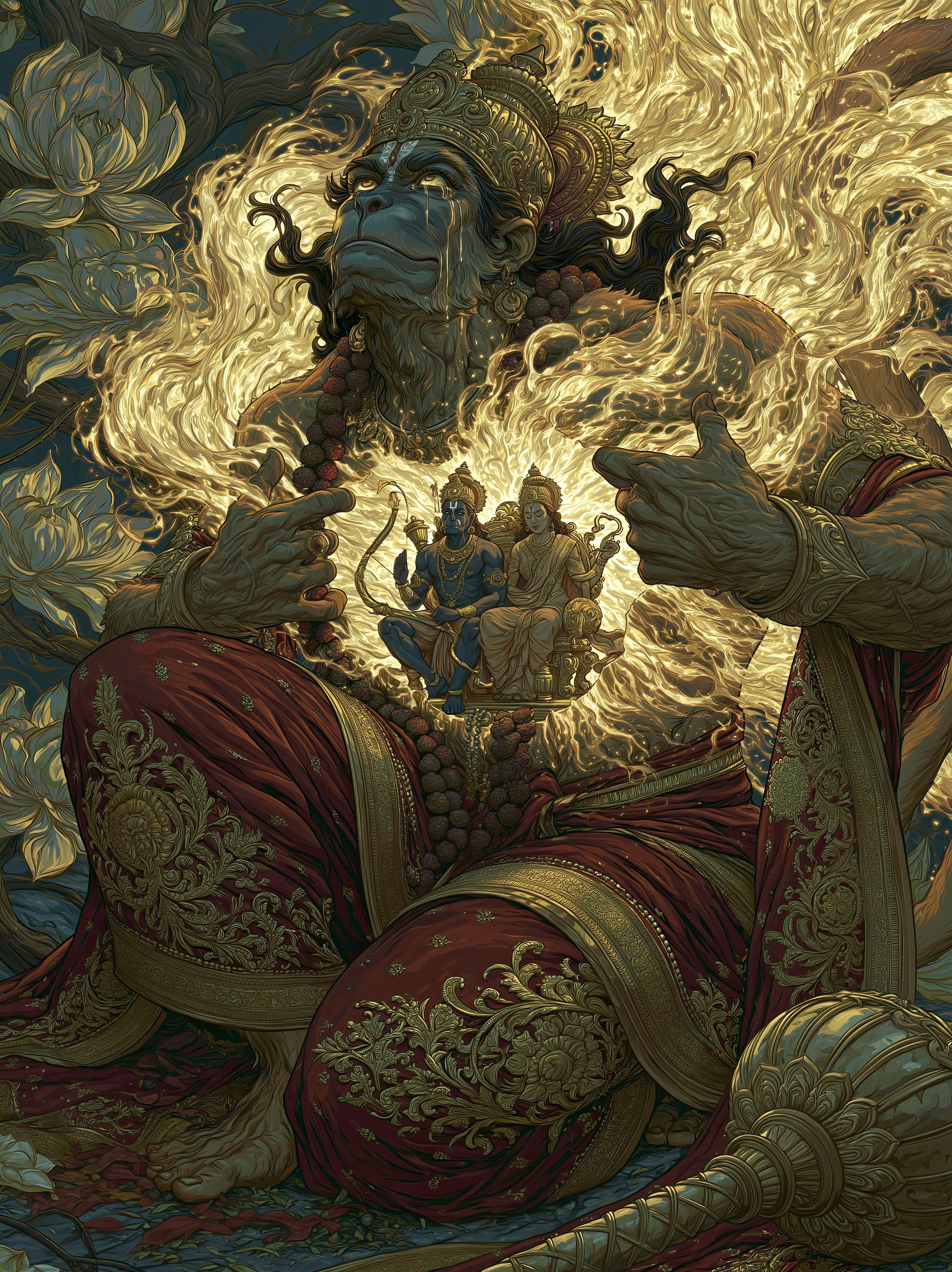 Hanuman हनुमान | Hridaya-Darshana — Ram and Sita in the Heart IV - DuppyArt devotional digital print